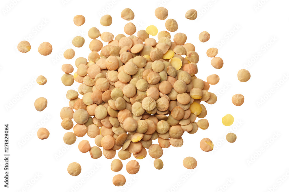 lentils isolated on white background. top view lentils isolated on white background. top view