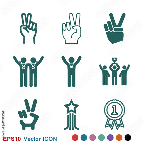 Victory icon vector sign symbol for design