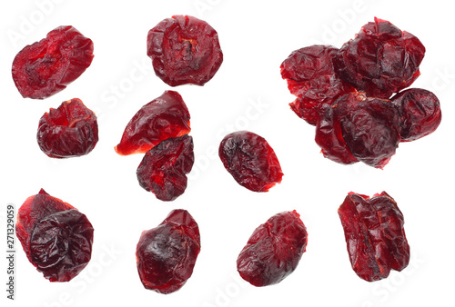 Cranberry isolated on white background. top view