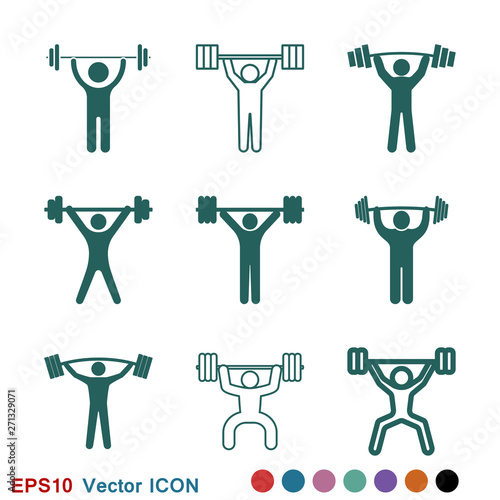 Weightlifter icon vector sign symbol for design
