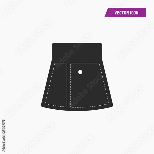 Black women skirt icon with white knit thread.