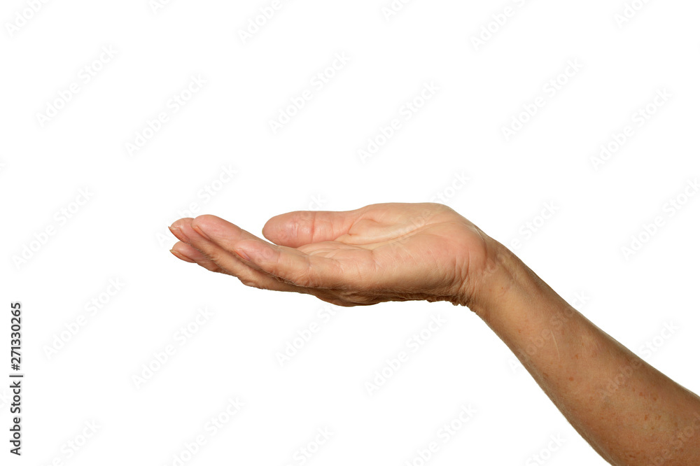 Hand of senior woman isolated on white background Hand of senior woman isolated on white background
