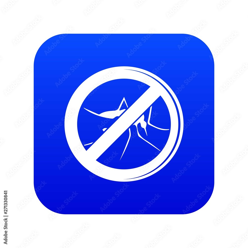 No mosquito icon blue vector isolated on white background No mosquito icon blue vector isolated on white background