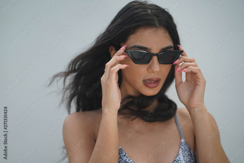 Beautiful Model In Sunglasses and Grey Bikini Beautiful Model In Sunglasses and Grey Bikini