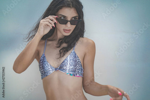 Beautiful Model In Sunglasses and Grey Bikini © Tim