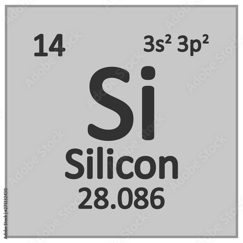 Periodic table element silicon icon.