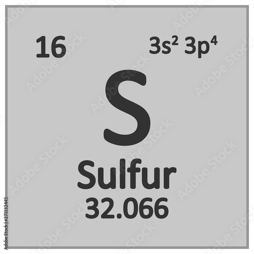 Periodic table element surfur icon. photo