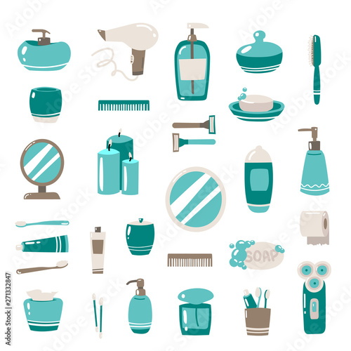 Bathroom stuffs  healthy  hygiene and cleanness objects