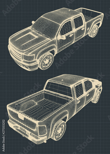 Drawing of a pickup truck