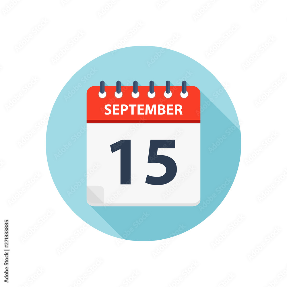 September 15 - Calendar Icon - Round Calendar design template September 15 - Calendar Icon - Round Calendar design template