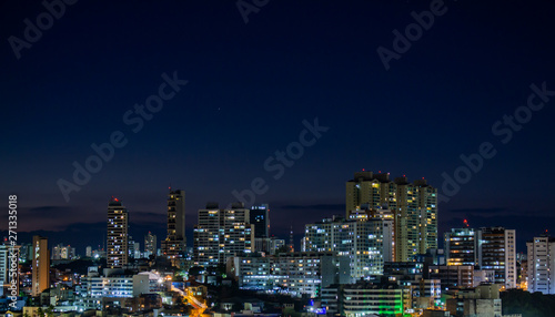 Night view of a city with countless buildings.