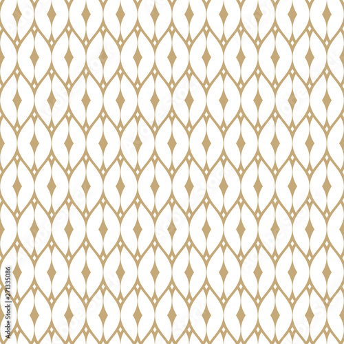 Subtle vector golden mesh seamless pattern. Delicate net, grid, lattice, fence