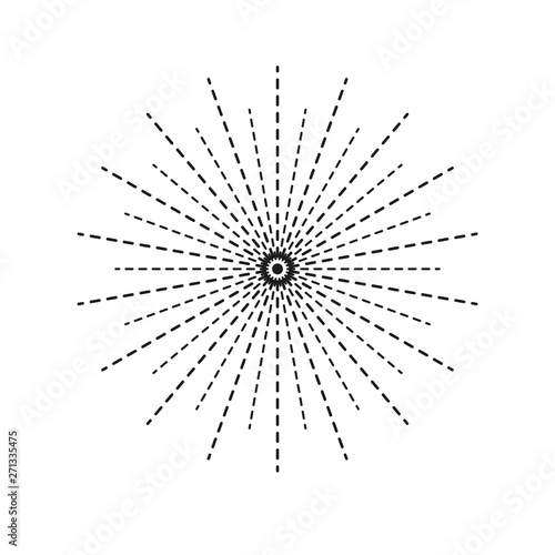 Linear drawing of rays of the sun in vintage style