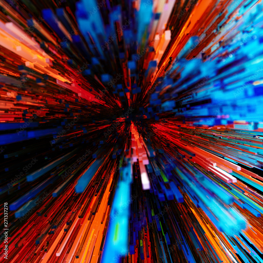 Abstract energy tunnel background of colorful diverging rods Abstract energy tunnel background of colorful diverging rods