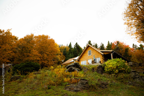 cabin in autumn