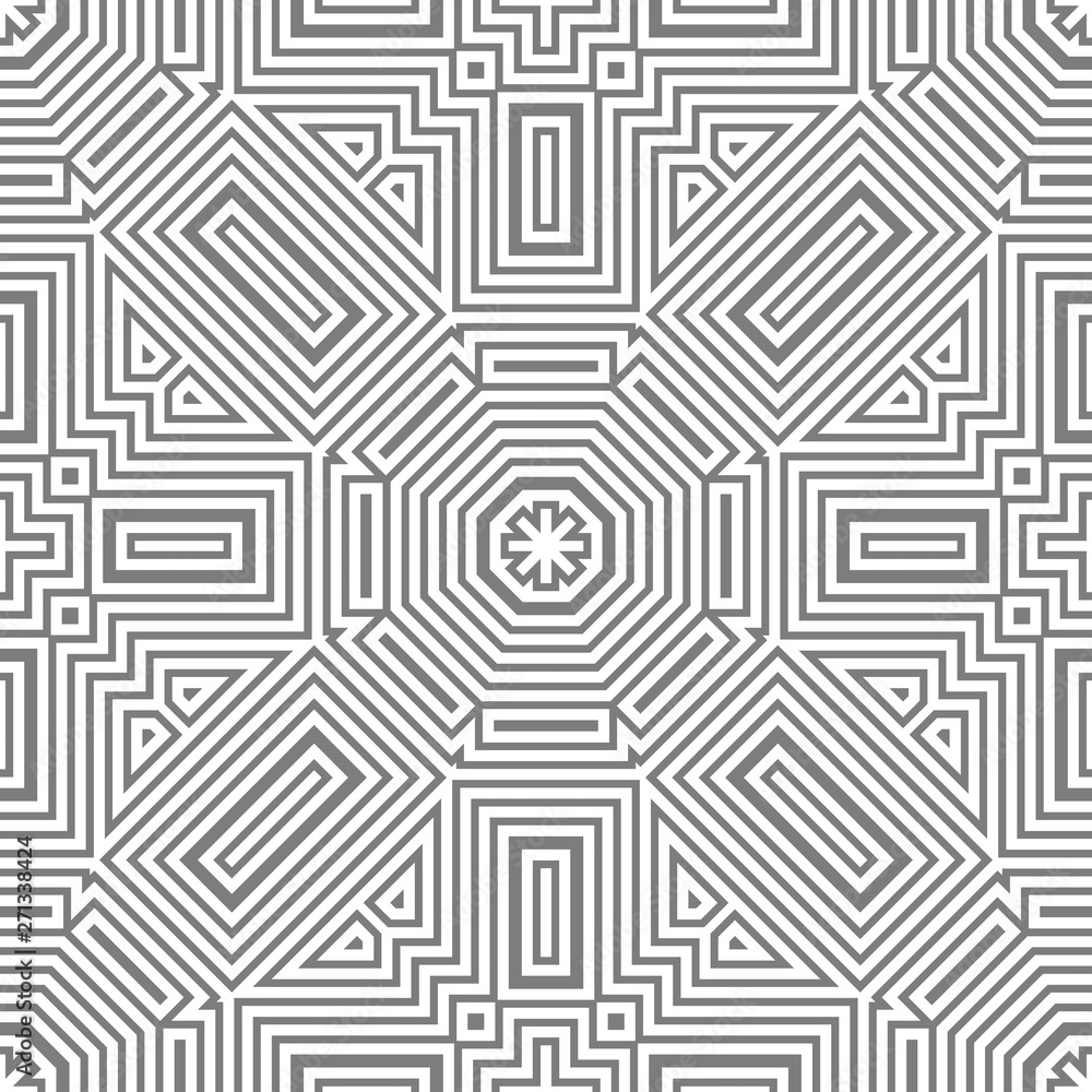 Grey and white pattern with geometric ornament