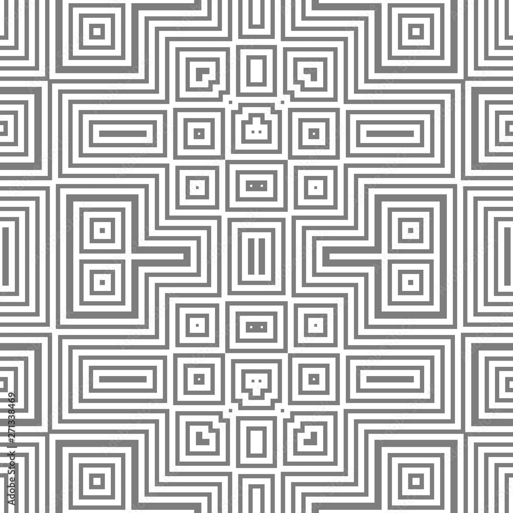 Grey and white pattern with geometric ornament