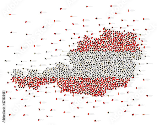Large group of people in the shape of Austria flag. Republic of Austria.