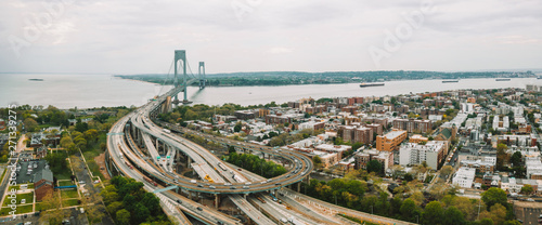 Aerial view of the Verrazzano-Narrows bridge in Brooklyn and Staten Island. photo