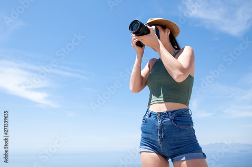 beautiful photographer woman outdoor activities