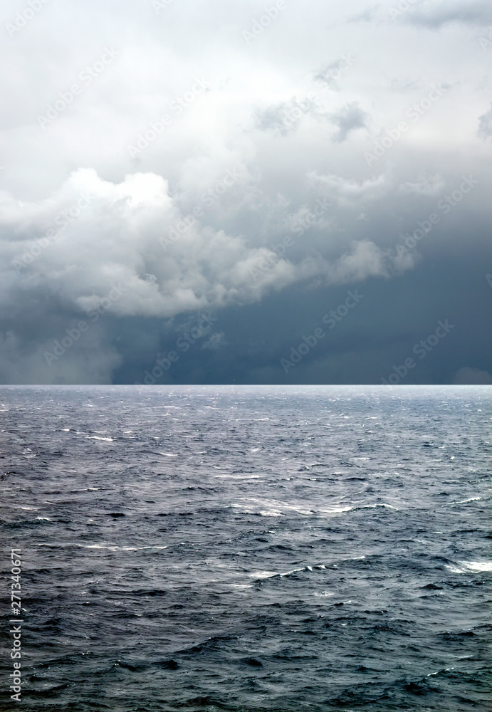 windy and stormy day on sea