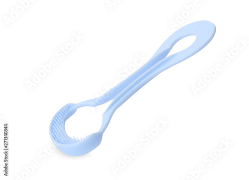 New tongue cleaner for oral care on white background