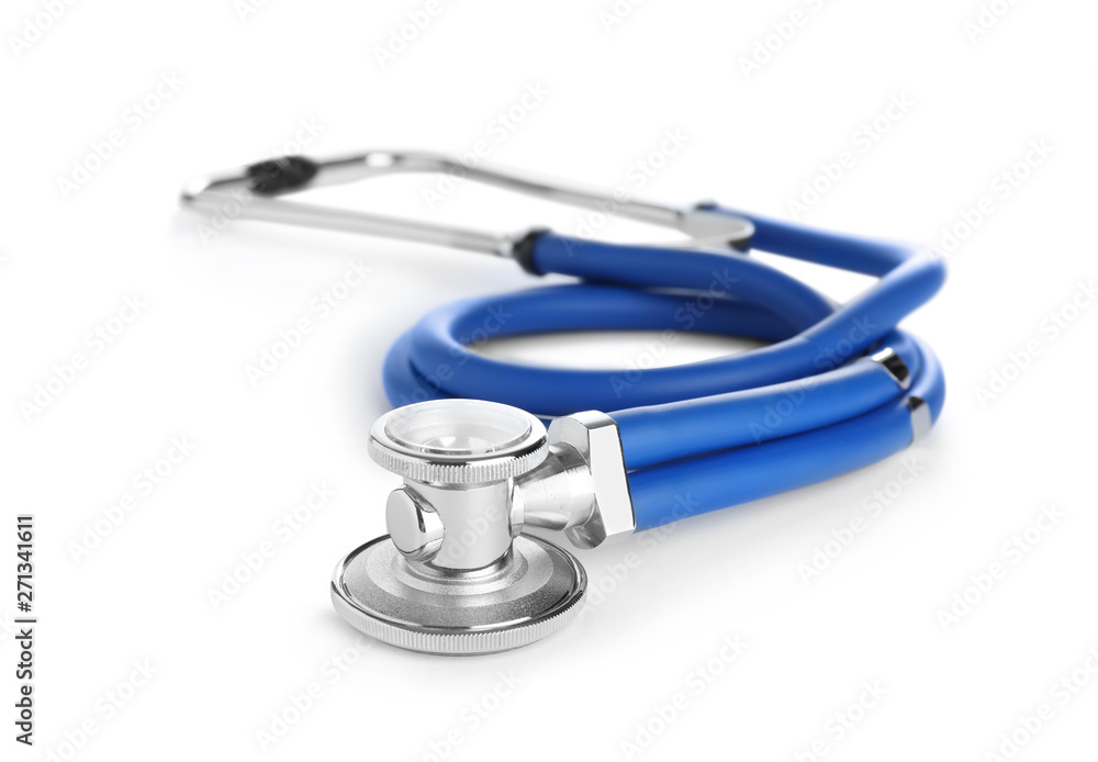 Stethoscope on white background. Professional medical device Stethoscope on white background. Professional medical device