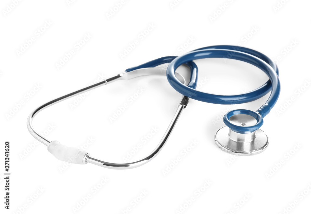 Stethoscope on white background. Professional medical device Stethoscope on white background. Professional medical device