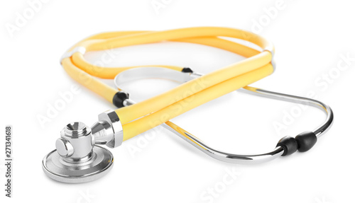 Stethoscope on white background. Professional medical device