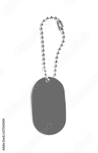 Metal military ID tag isolated on white