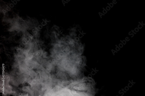 White vape smoke isolated on black background