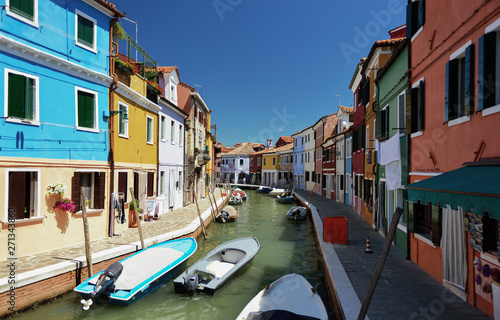 Burano island canal, colorful houses and boats, Venice Italy Europe © Сергій Вовк