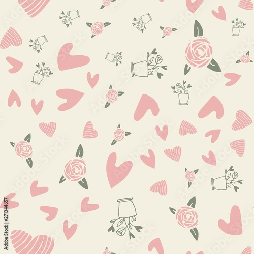 Romantic seamless pattern with hearts for your design