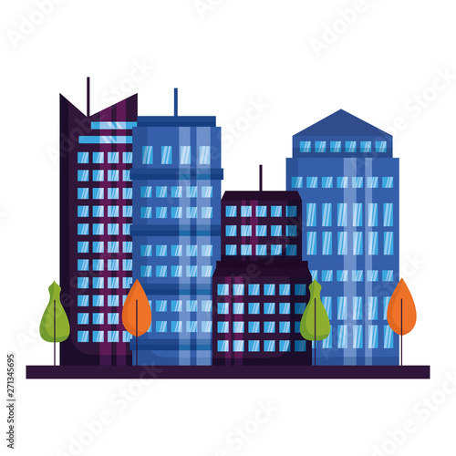 urban city downtown trees vector illustration