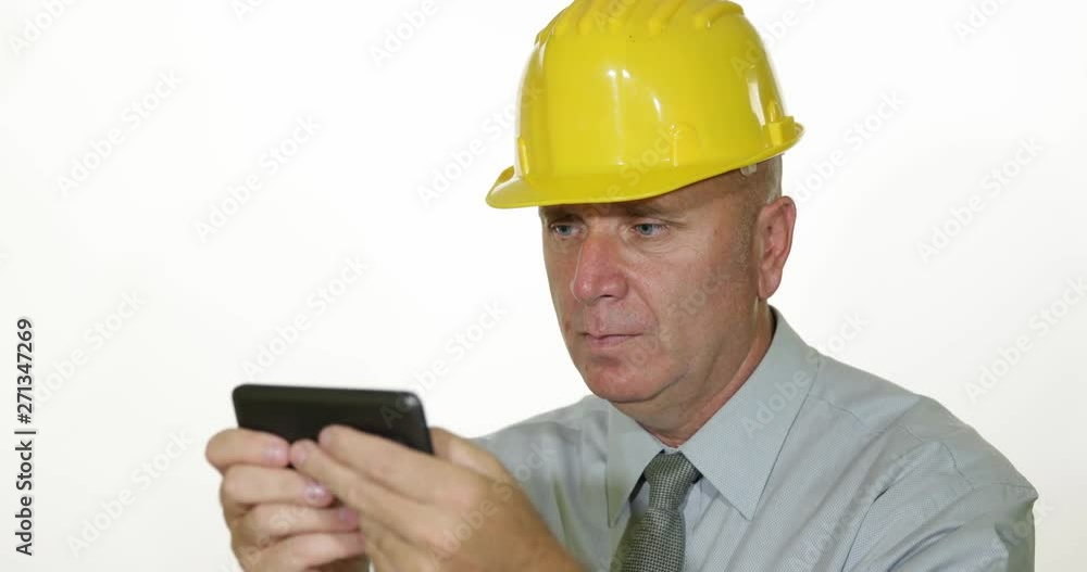 Confident Engineer Image Texting Using Tablet Wireless Network Communication Confident Engineer Image Texting Using Tablet Wireless Network Communication