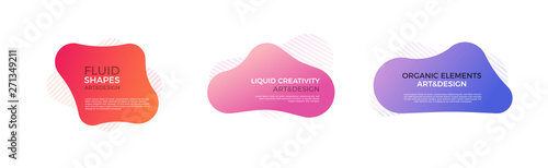 Set of trendy colorful and glowy fluid shapes. Vector geometric template liquid form elements in different colors. Modern abstract banner design
