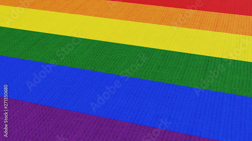 LGBT flag is waving 3D illustration. Rainbow flag on fabric cloth, pride, gay symbol background. 