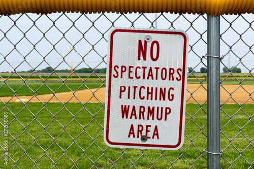 Pitching warmup area sign