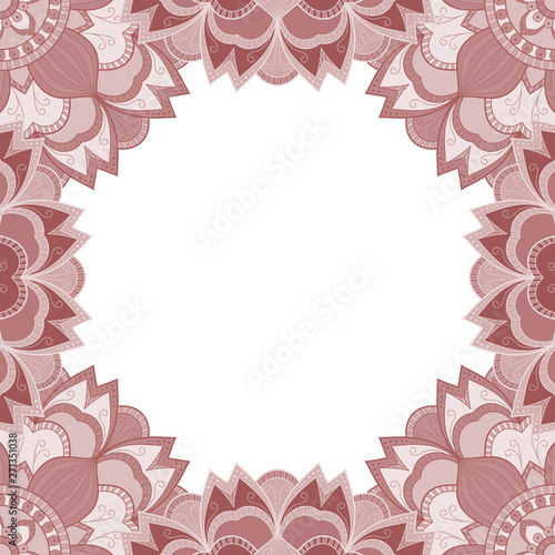 Abstract floral decorative frame for greeting card or invitation in ethnic style