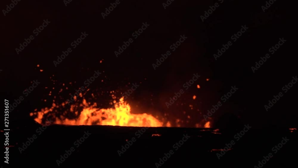 Kilauea Volcano Eruption 2018 - Boiling Lava Erupting At Night Kilauea Volcano Eruption 2018 - Boiling Lava Erupting At Night