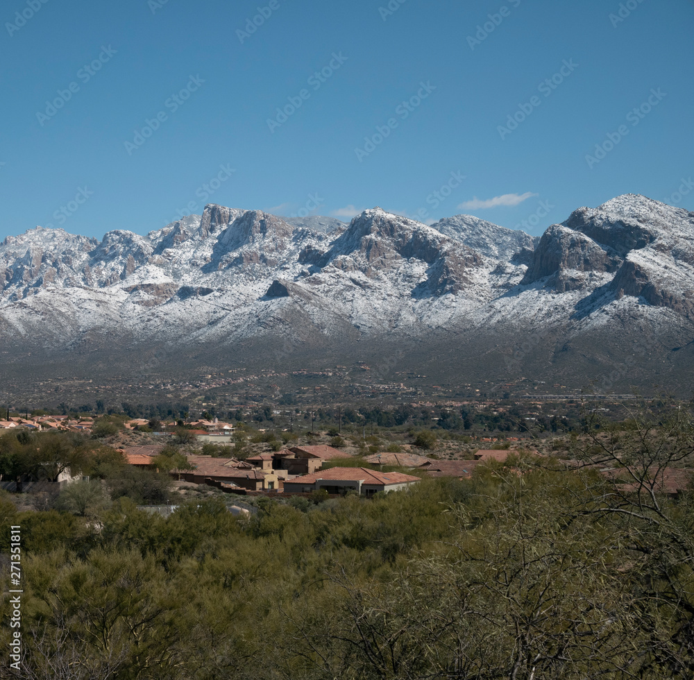 Snow on the Santa Catalina Mountains in Tucson AZ