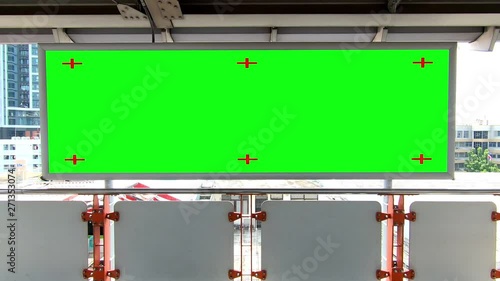 HD Footage Blank advertising billboard with green screen for product display in subway station.