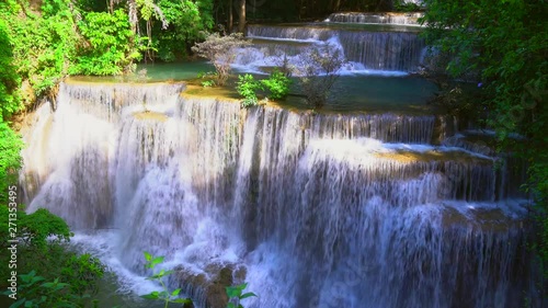 Natural and Beautiful Huay Mae Kamin waterfall in Thailand.