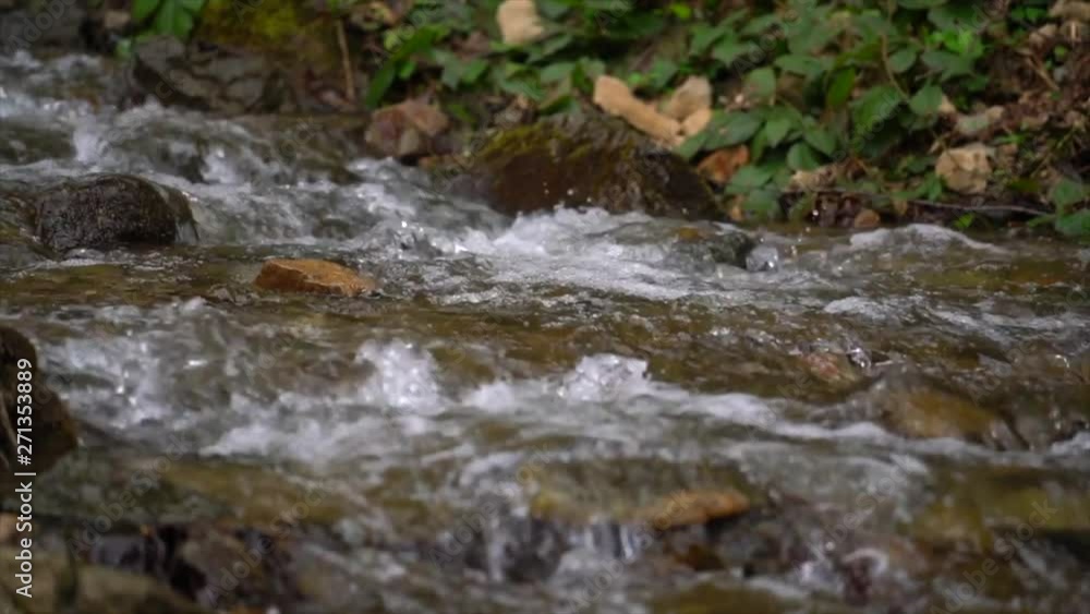 Natural mountain water flowing on the rocks - Slow Motion 4 Natural mountain water flowing on the rocks - Slow Motion 4