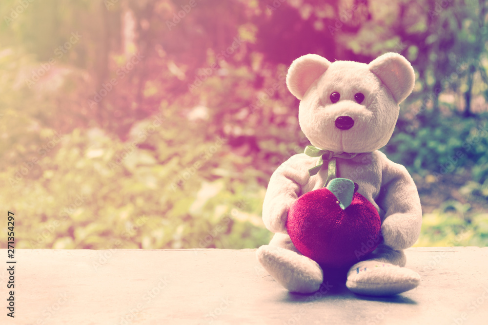 bear doll with green bokeh background bear doll with green bokeh background