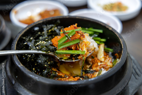 Popular Korean food dolsot bibimbab photo