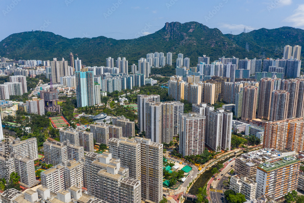Fototapeta premium Aerial view of Hong Kong city
