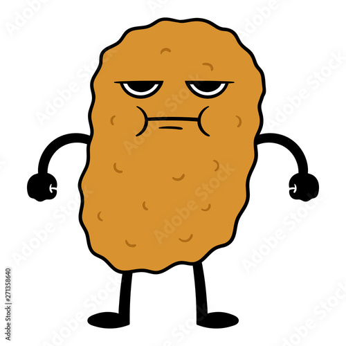Angry Cartoon Chicken Nugget Character Illustration