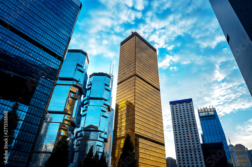 Canvas Print Hong Kong Commercial Building Close Up