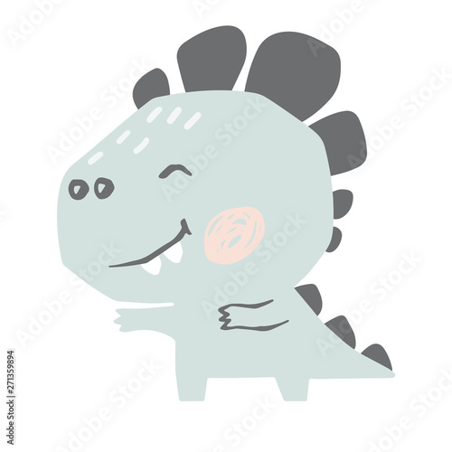 Dinosaur baby cute print. Sweet dino summer holiday. Cool illustration for nursery, playroom, t-shirt, kids apparel, baby party invitation, birsday card, newborn pajamas